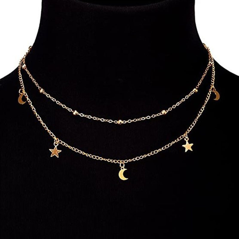 Men's Retro Pentagram Moon Pendant Necklace